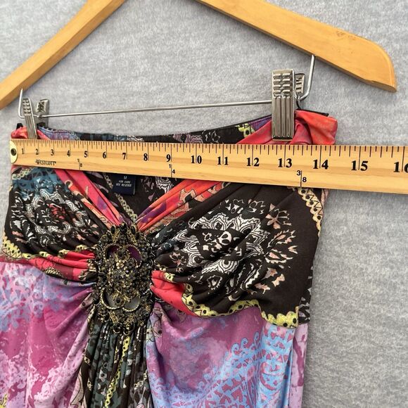 Boston Proper Boho Goddess Strapless Maxi Dress Size M Hippie Medallion Beading - Picture 12 of 14